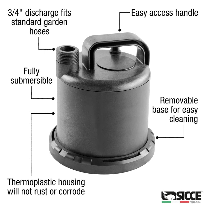 Sicce Ultra Zero Utility Pump – 793 GPH Aquarium Water Change & Mixing Pump