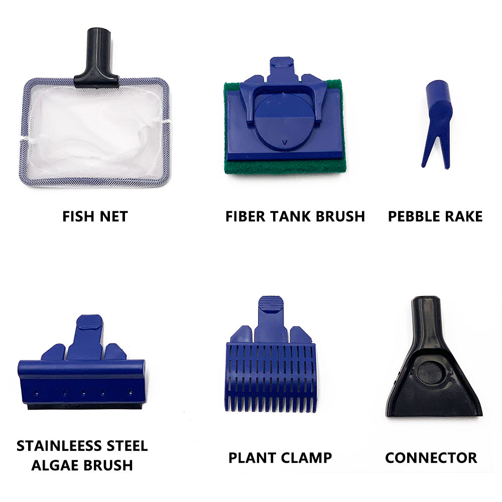 Infinity CleanSweep 5-in-1 Aquarium Cleaning Kit – Complete Tank Maintenance Tool Set with Scraper, Gravel Rake, Net & Brush