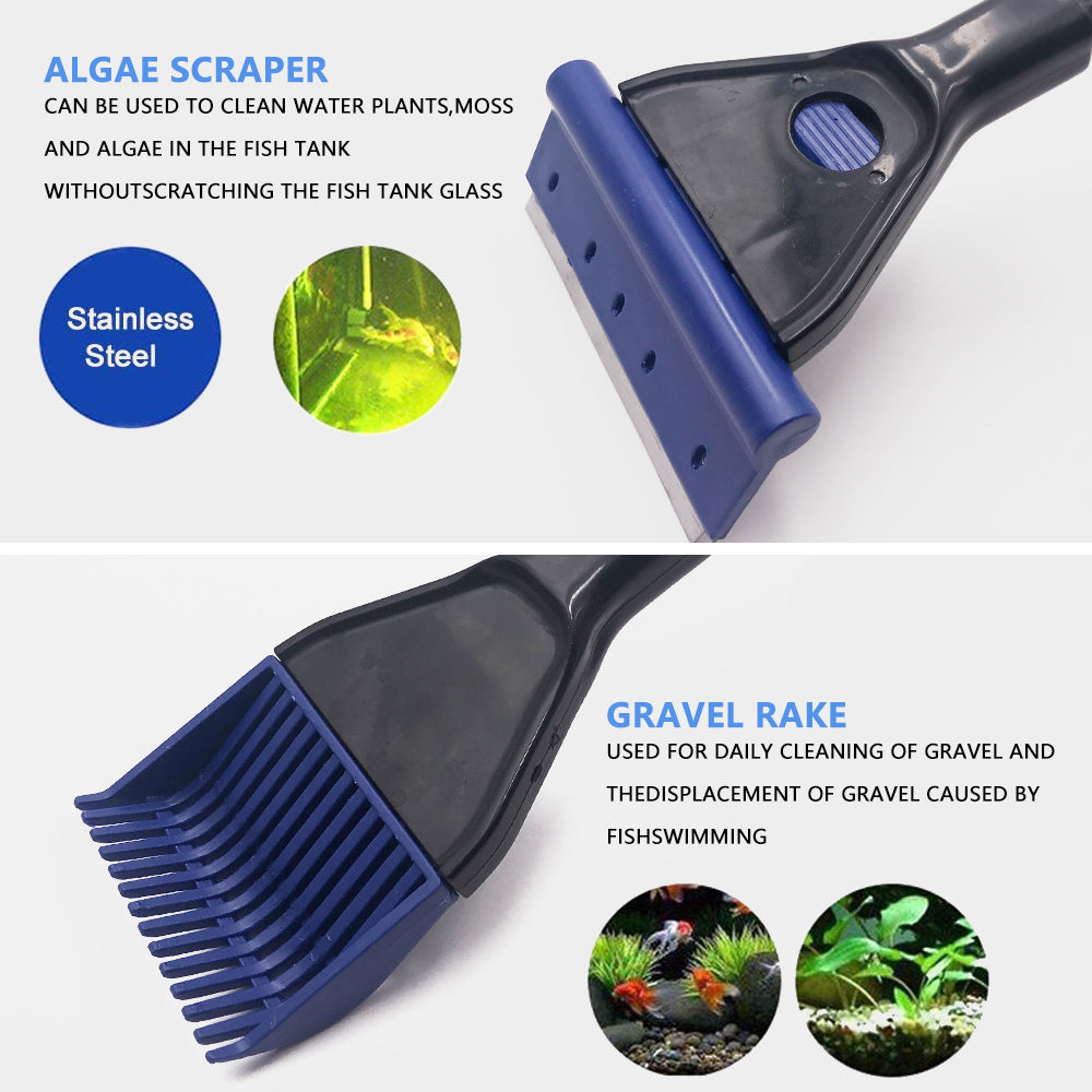 Infinity CleanSweep 5-in-1 Aquarium Cleaning Kit – Complete Tank Maintenance Tool Set with Scraper, Gravel Rake, Net & Brush