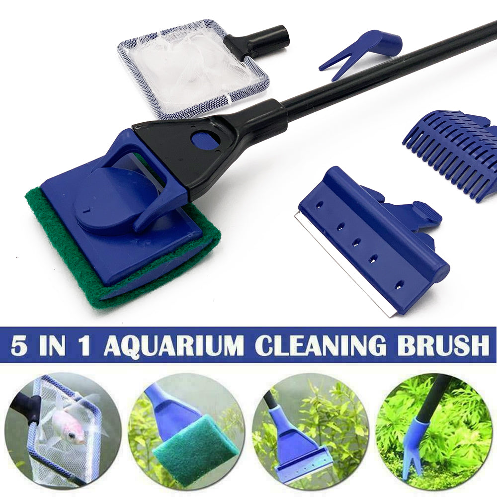 Infinity CleanSweep 5-in-1 Aquarium Cleaning Kit – Complete Tank Maintenance Tool Set with Scraper, Gravel Rake, Net & Brush