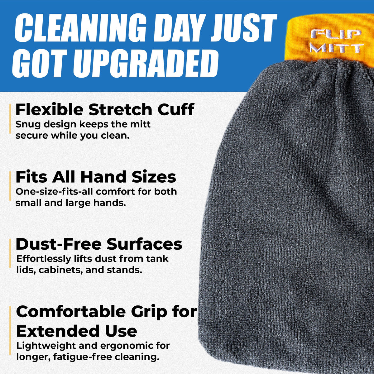 Flipper 2-in-1 Microfiber Aquarium Cleaning Mitt 1 Pack
