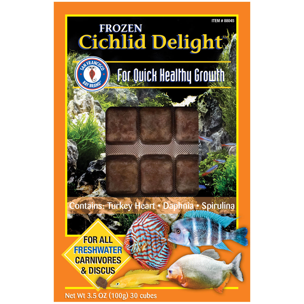 San Francisco Bay Brand Frozen Cichlid Delight 30 cubes 3.5 oz pack