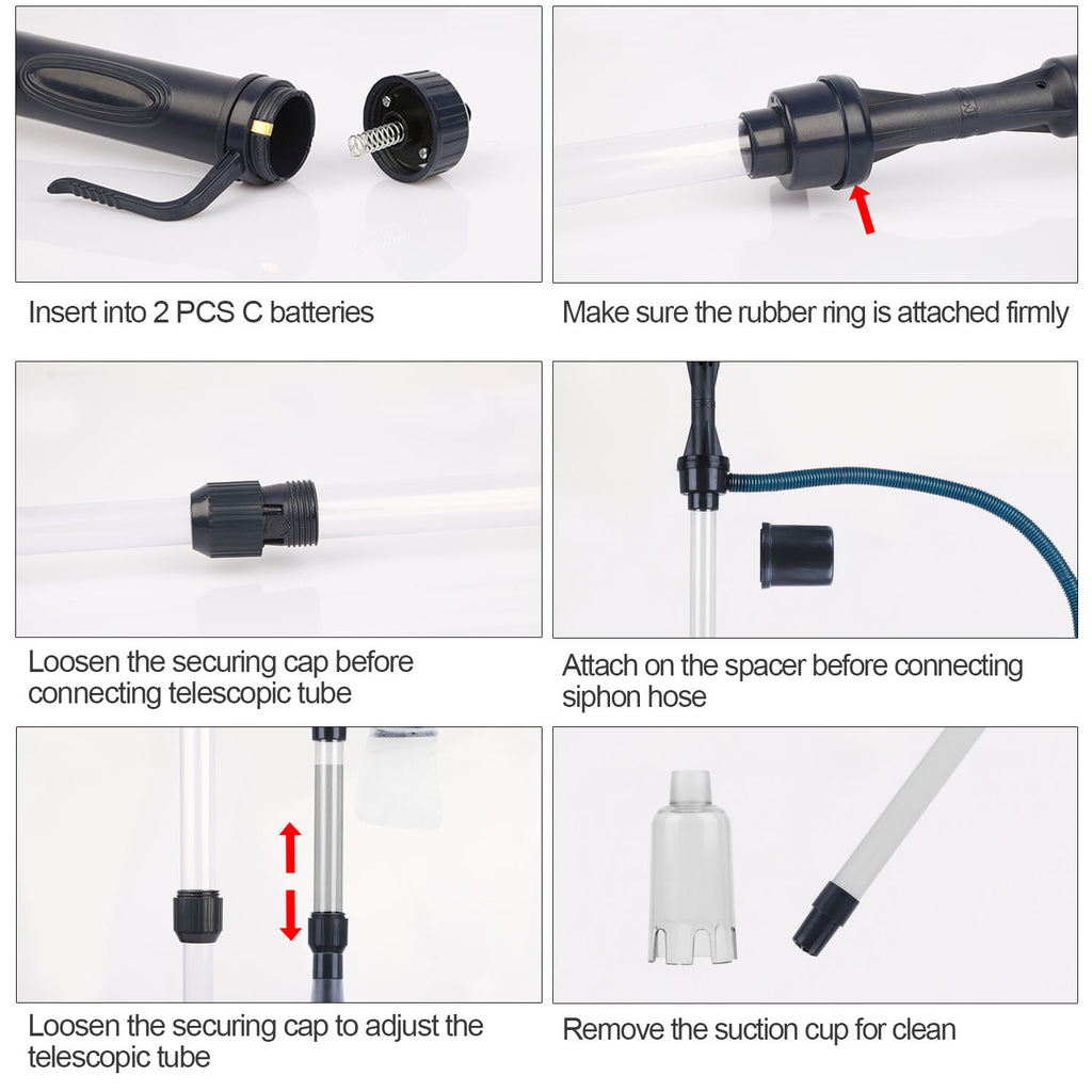 Infinity Essentials Battery-Powered Gravel Vacuum – Quick Clean Aquarium Siphon