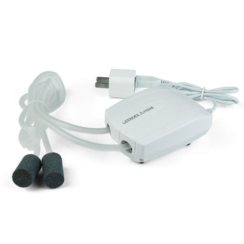Portable USB Emergency Air Pump for Fresh & Saltwater Aquarium Single & Double Air Outlet Options.