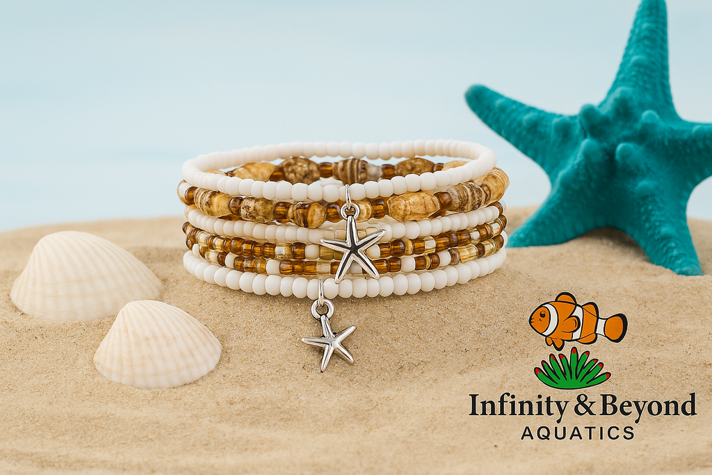 Beach Starfish Pendant & Shell Anklet Set – 7-Piece Beaded Ocean-Inspired Jewelry (8.66″ Adjustable)