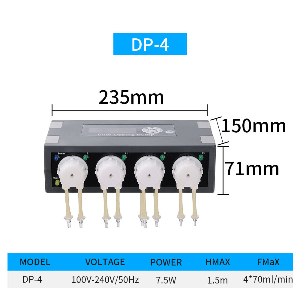 Infinity Precision Dosing System – 4 Head Aquarium Dosing Pump with Bottle Kit & Calibration Cylinder (Reef & Planted Tanks)