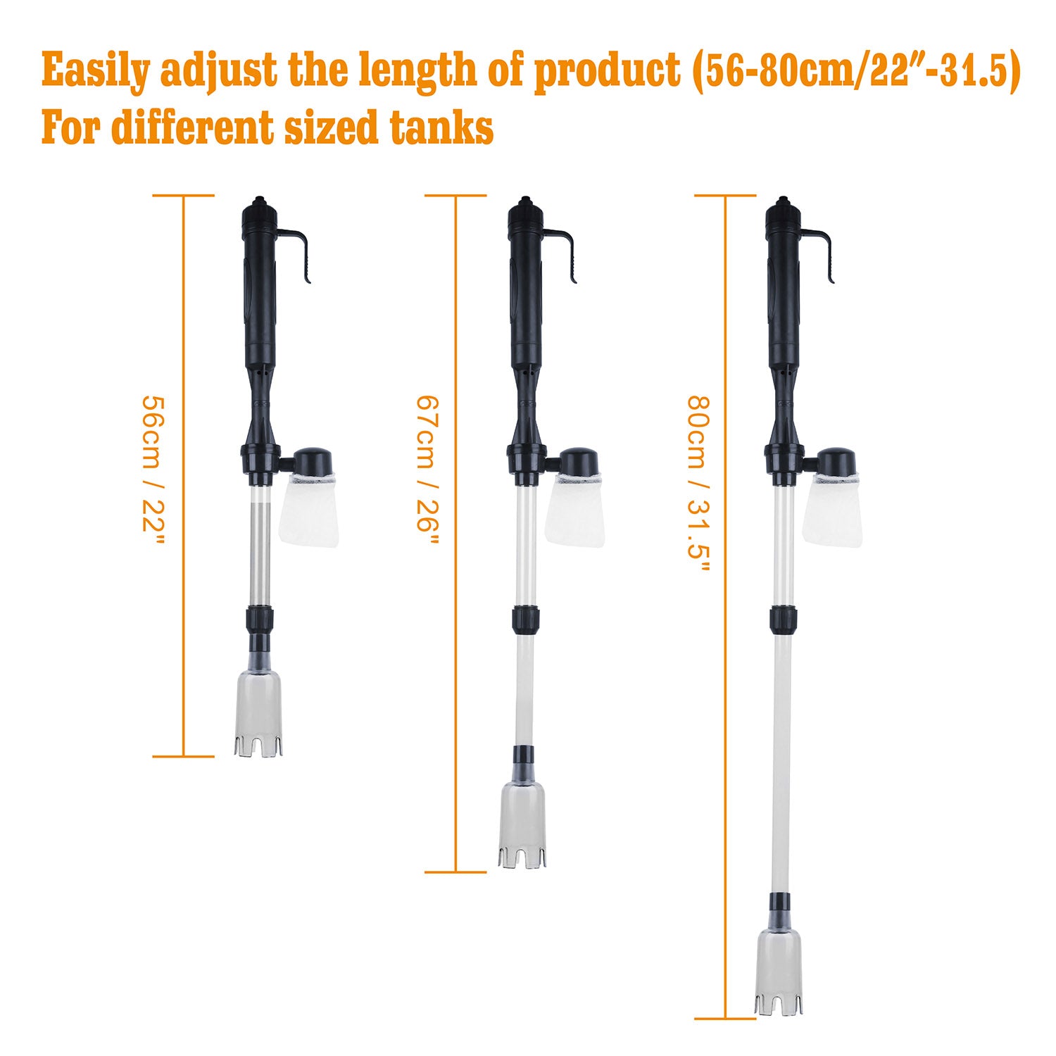 Infinity Essentials Battery-Powered Gravel Vacuum – Quick Clean Aquarium Siphon