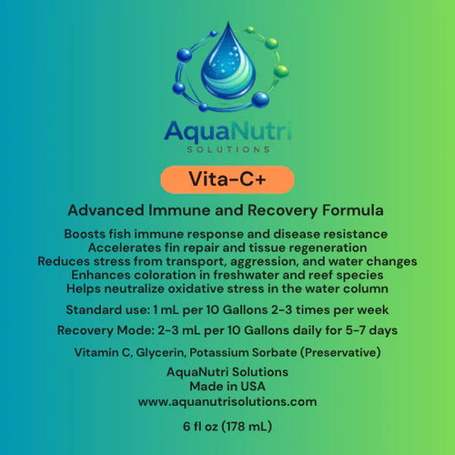 AquaNutri Vita C+ 6 oz Immune Support Supplement for Freshwater and Saltwater Aquariums