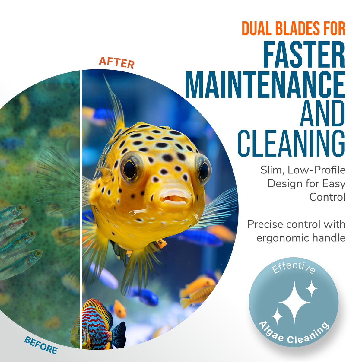 Flipper Edge Limited Edition Clownfish 2 in 1 Floating Magnetic Aquarium Algae Cleaner (STANDARD)