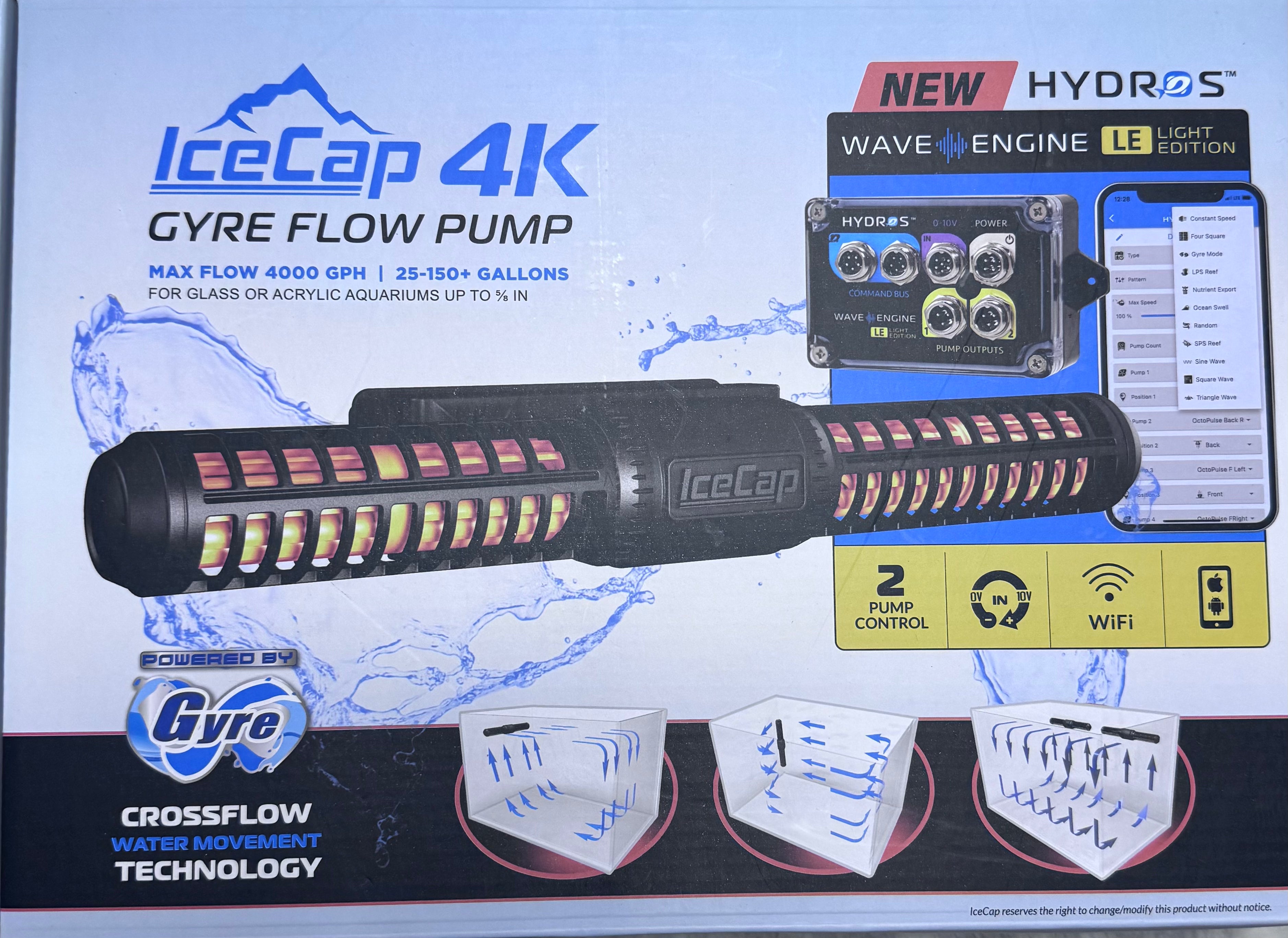 IceCap 4K Gyre Flow Pump with WaveEngine LE Controller