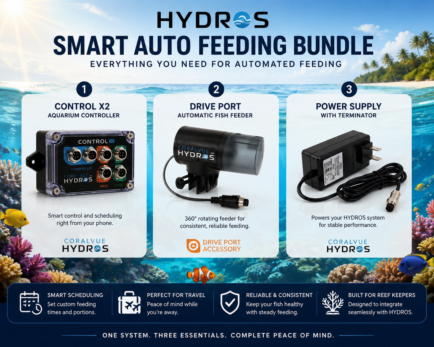 HYDROS Smart Auto Feeding Bundle – X2 Controller + Drive Port Feeder