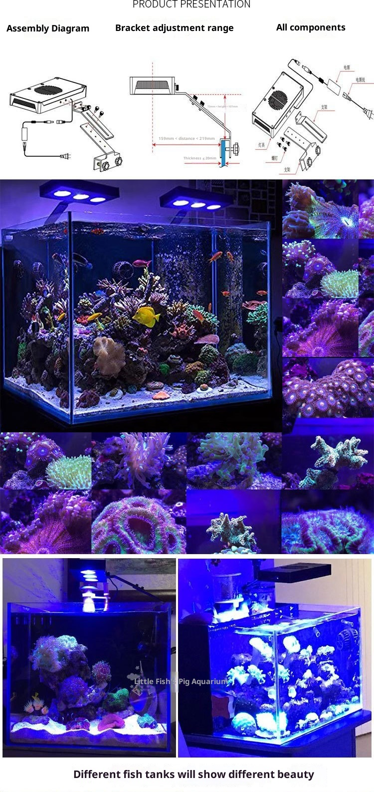 Infinity AquaGlow Reef  LED System – Full Spectrum Smart Coral Light (30W/40W WiFi) Powered by Water Knight Technology