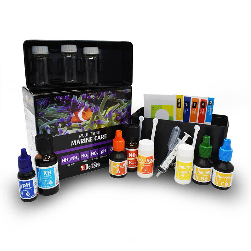 Red Sea Marine Care Multi Test Kit – Ammonia, Nitrate, Nitrite, pH & Alkalinity