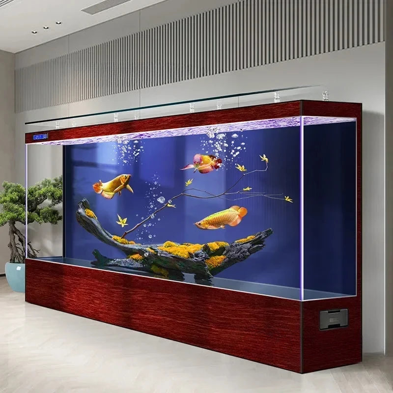 Luxury Smart Aquarium – Ultra-Clear Glass Fish Tank with Multilayer Filtration, RGB Lighting, Smart Display & One-Touch Drainage (Multiple Sizes & Colors)