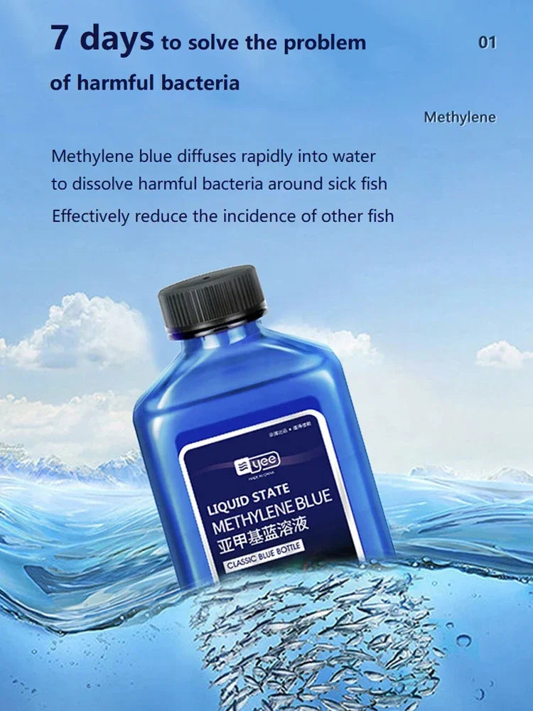 Methylene Blue Aquarium Water Purifier 235mL Antibacterial & Healing Solution for Fish Health and Bacterial Control