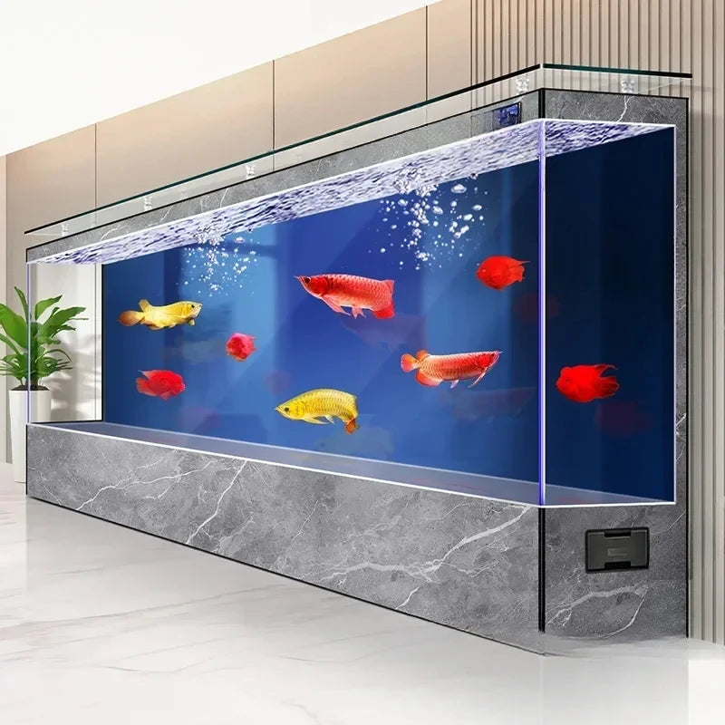 Luxury Smart Aquarium – Ultra-Clear Glass Fish Tank with Multilayer Filtration, RGB Lighting, Smart Display & One-Touch Drainage (Multiple Sizes & Colors)