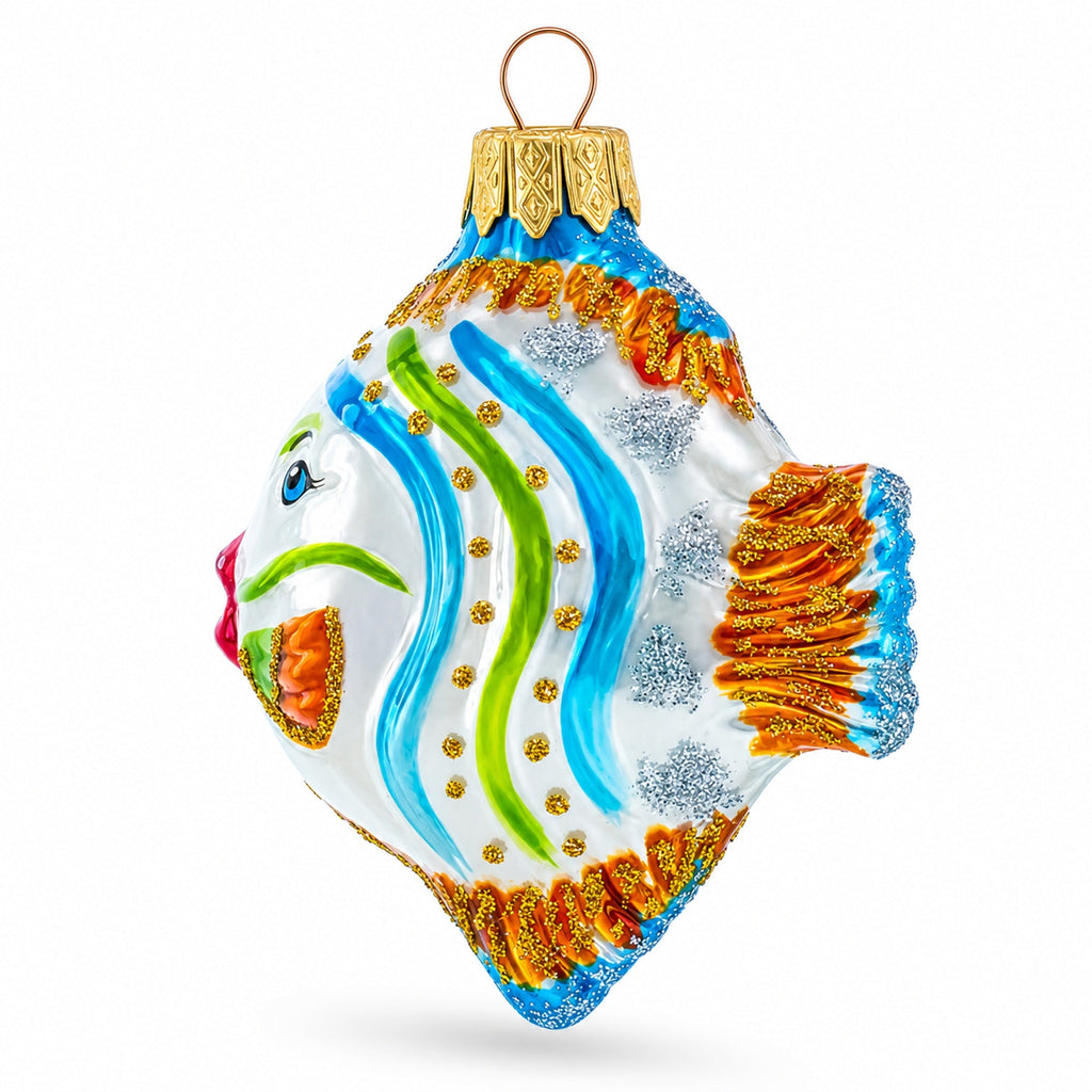 Coral Reef Ocean Fish Glass Christmas Ornament