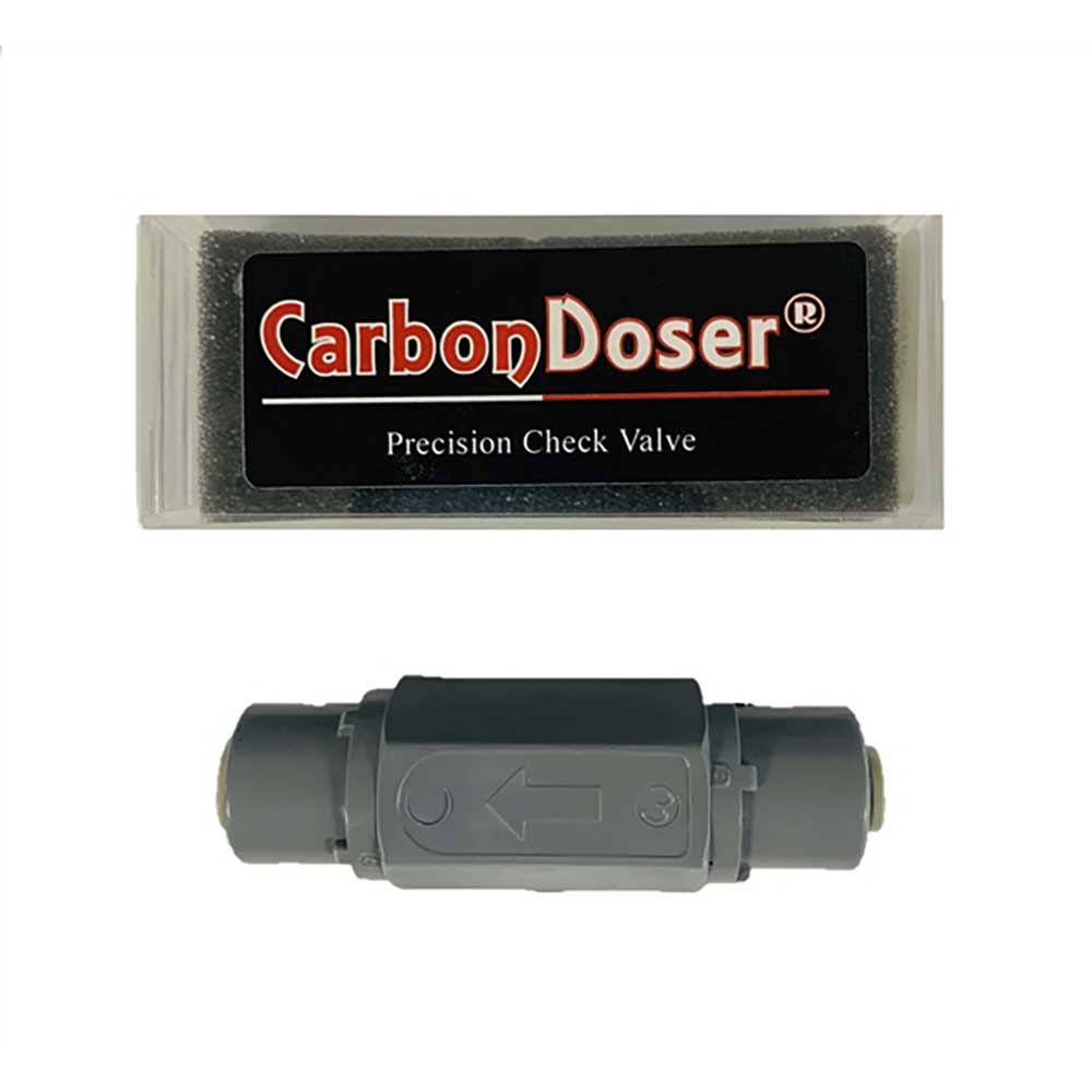 CarbonDoser precision CO2 check valve with quarter-inch push-fit fittings