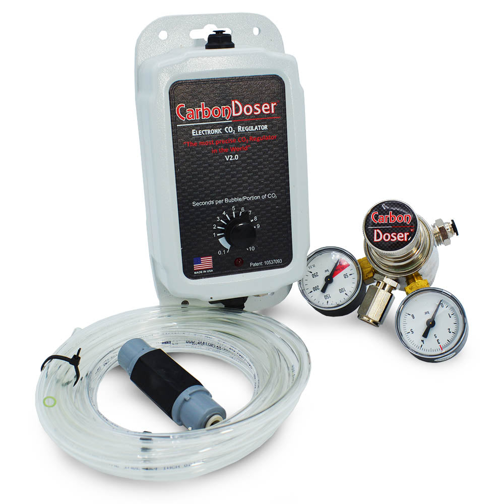 CarbonDoser V2 electronic CO2 regulator with remote dosing box, gauges, tubing and check valve