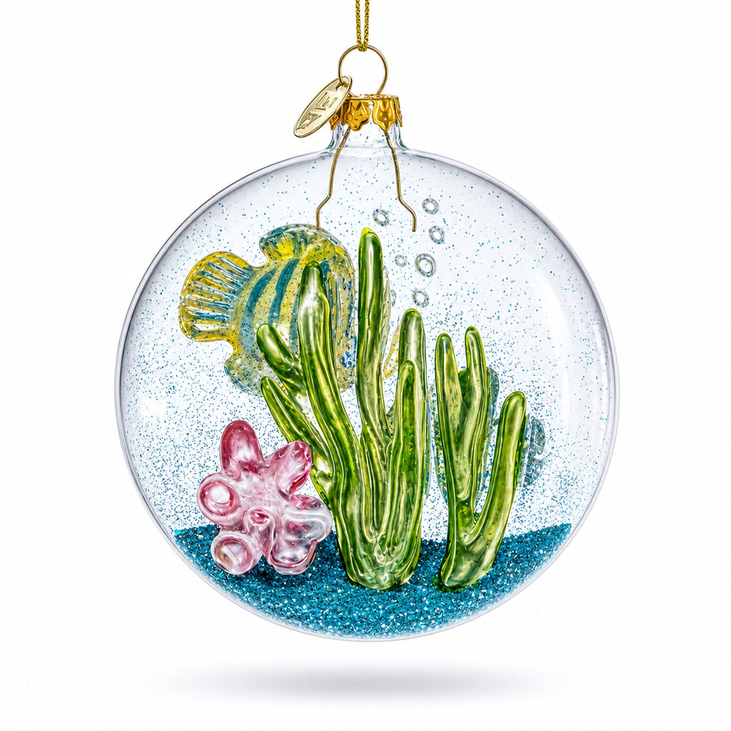 Coral Fishes Tank Glass Christmas Ornament