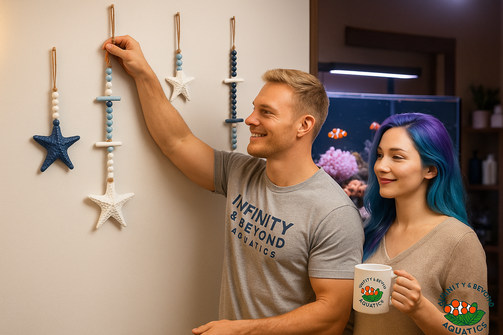 Blue & White Wooden Starfish Hanging Décor – Coastal Wall Art (2 Sizes)