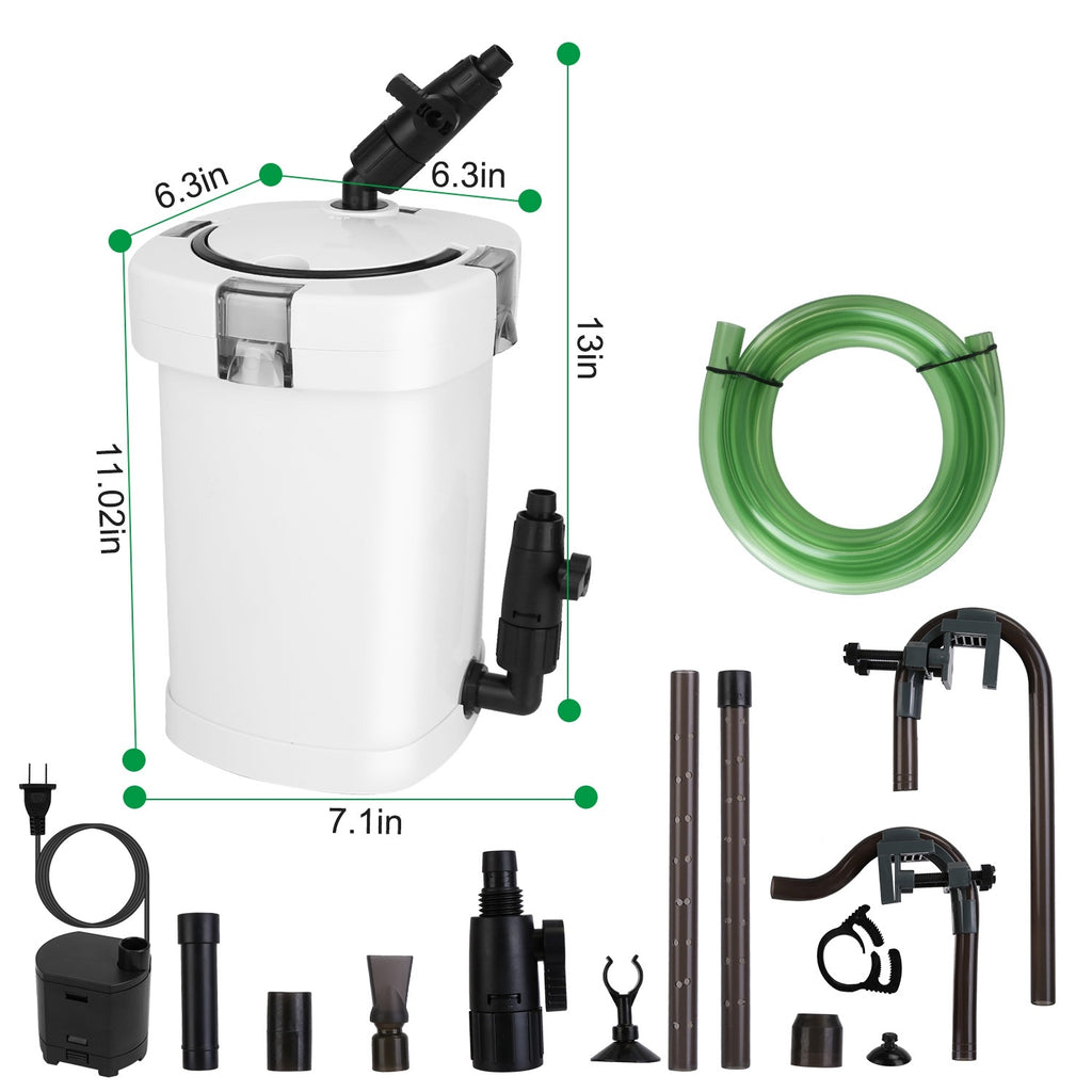 3- Stage External Canister Filter- 600L/H (158 GPH) For Freshwater & Saltwater Aquariums (20-40 Gallons)