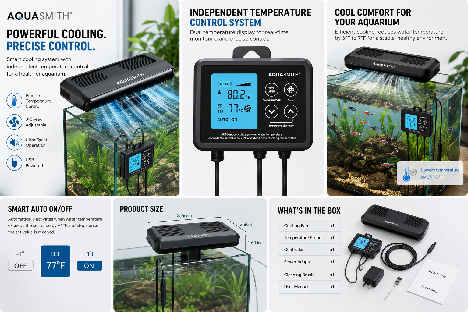 Infinity SmartTemp Pro Aquarium Cooling Fan System with External Controller