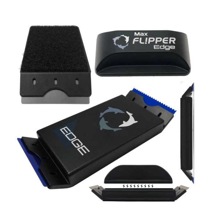 Flipper Edge MAX Magnetic Aquarium Cleaner (2 in 1 Scrubber & Scraper, Up to 1” Glass/Acrylic)