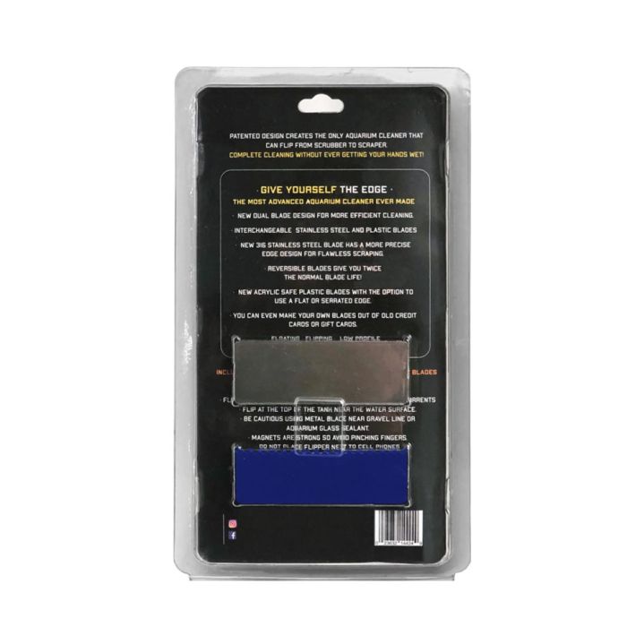 Flipper Edge MAX Magnetic Aquarium Cleaner (2 in 1 Scrubber & Scraper, Up to 1” Glass/Acrylic)