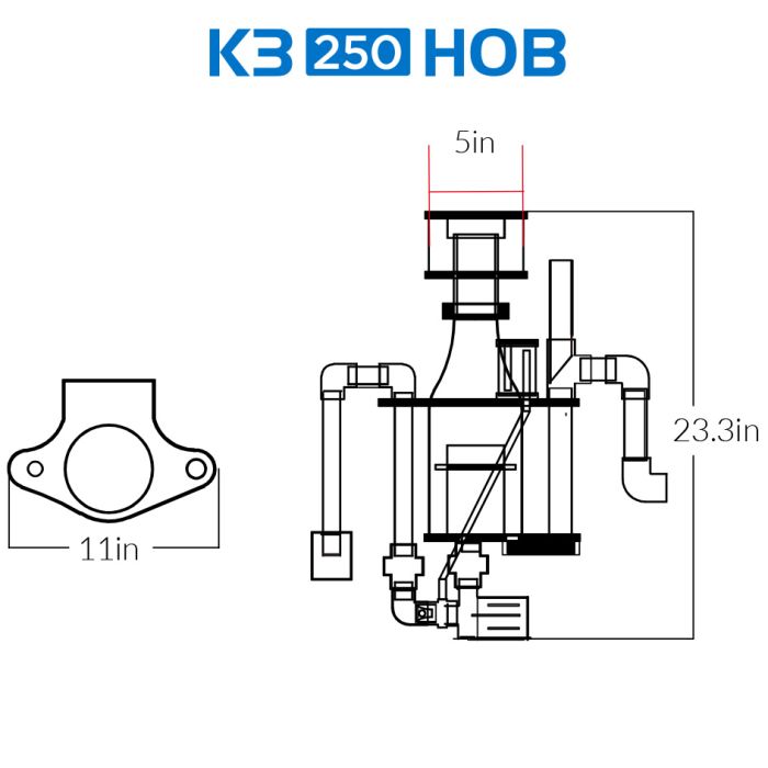 IceCap K3-250 HOB Protein Skimmer – Hang-On-Back Skimmer for Aquariums up to 250 Gallons (No Sump Required)