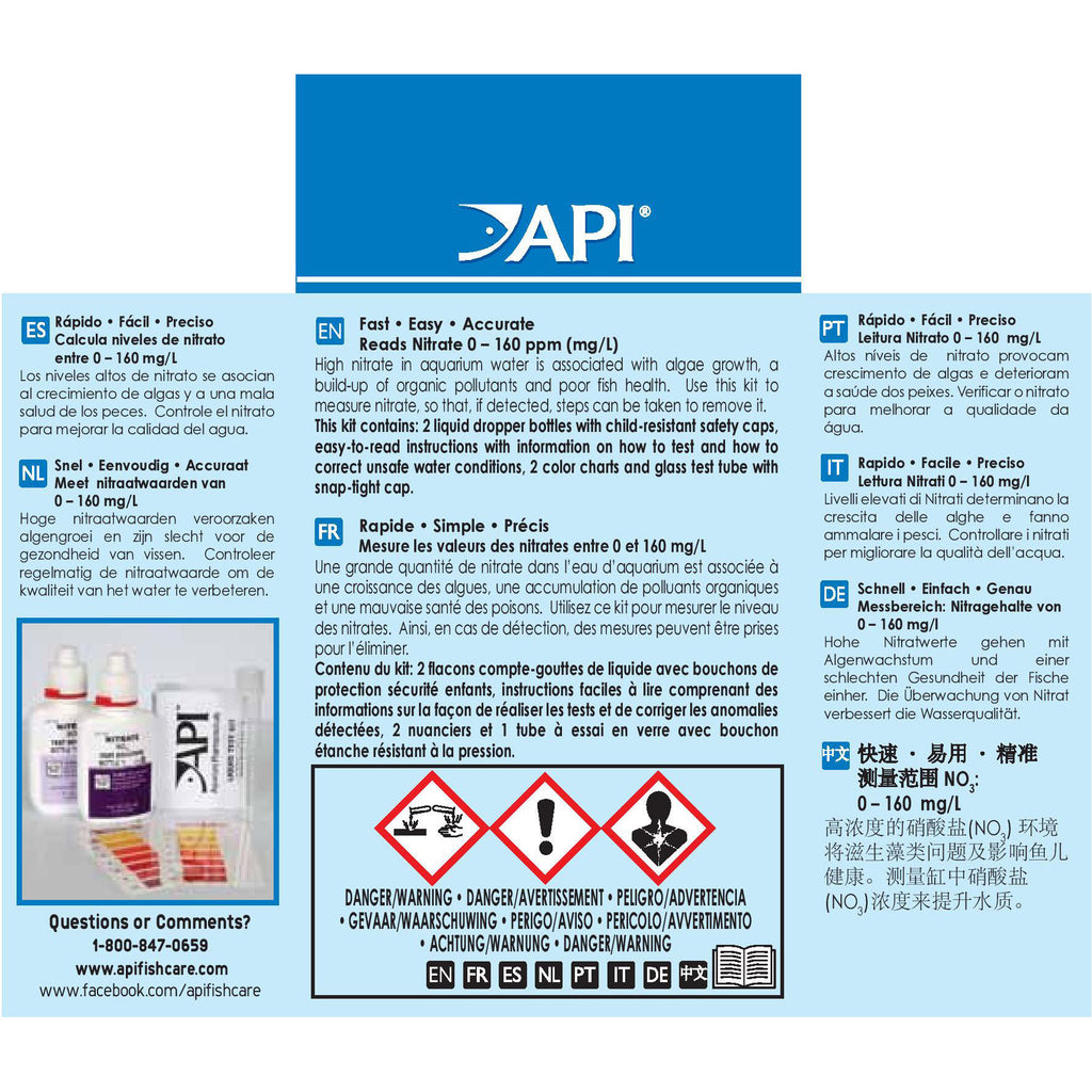 API Nitrate Test Kit Accurate NO3 Testing for Freshwater & Saltwater Aquariums
