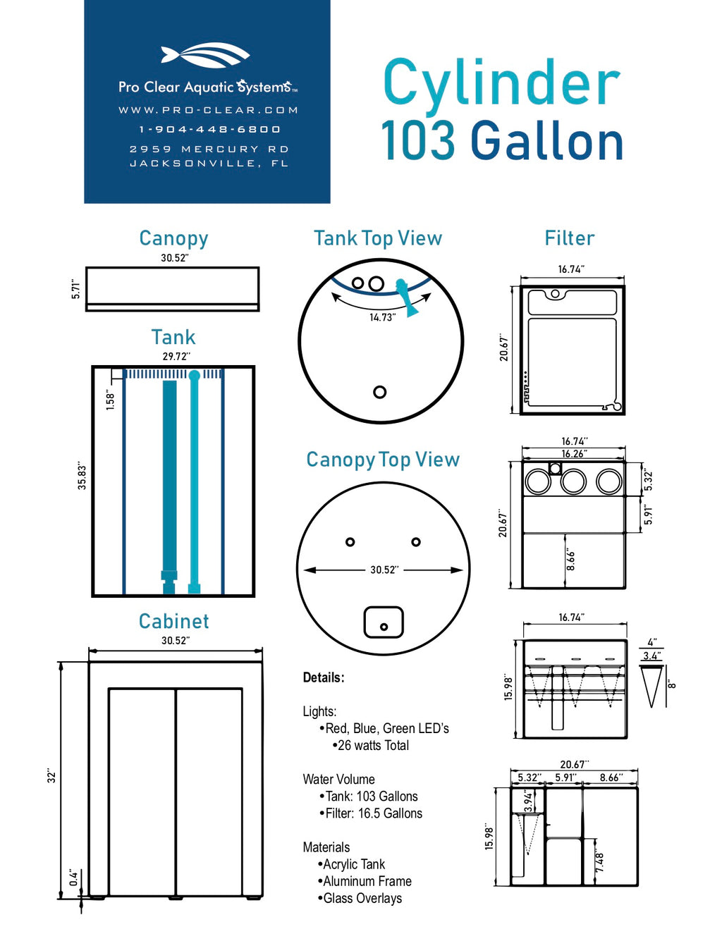 Manufacturer 103-gallon cylinder dimension drawing