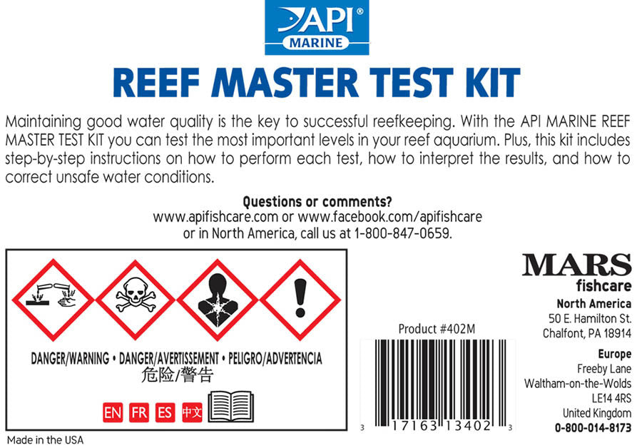 API Reef Master Test Kit Calcium, KH, Phosphate & Nitrate Testing for Reef Aquariums