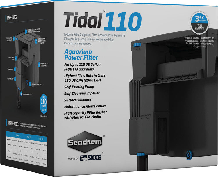 Seachem Tidal 110 Power Filter (Up to 110 Gallons) – Premium HOB Filtration System