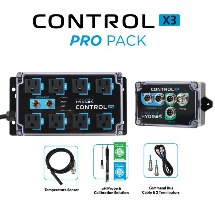 HYDROS Control X3 / XP8 Pro Pack Aquarium Controller System with pH Probe & Temp Sensor